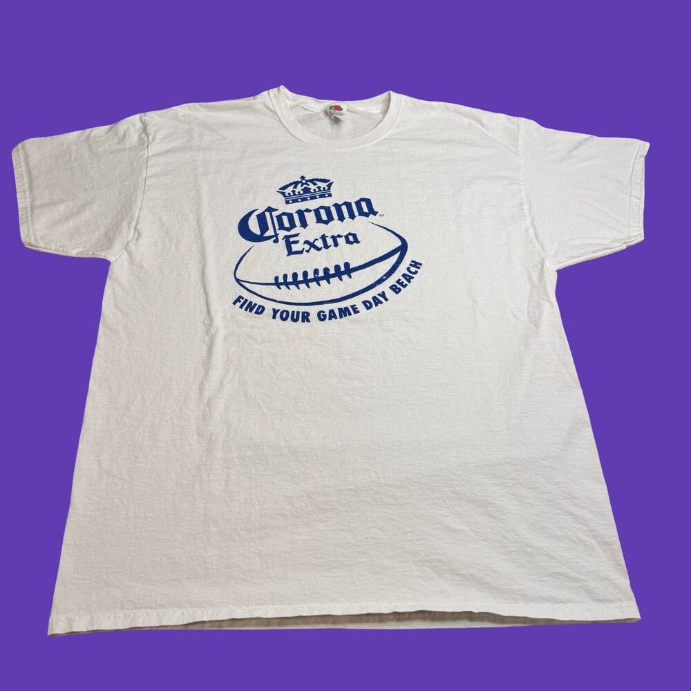 Corona Extra T Shirt Mens XL White Alcohol Beer Promo Football Game Day Beach